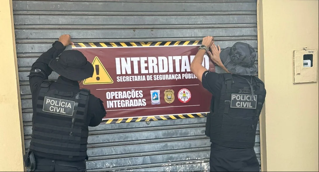 Loja fechada durante a nona fase da Operação Interditados