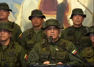 Vladimir Padrino López, ministro da Defesa da Venezuela, em pronunciamento