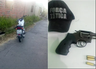 Moto e arma apreendidas