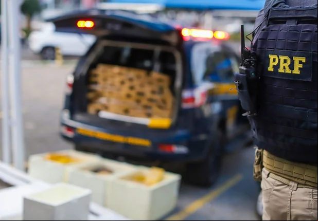 PRF apreende vários tabletes de cocaína em caminhão frigorífico